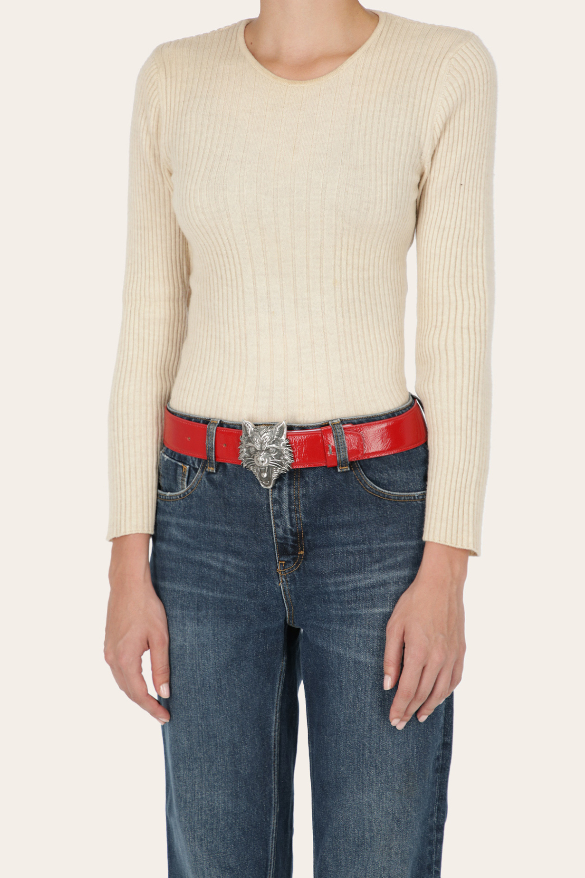 Lupae Buckle in Cherry Patent